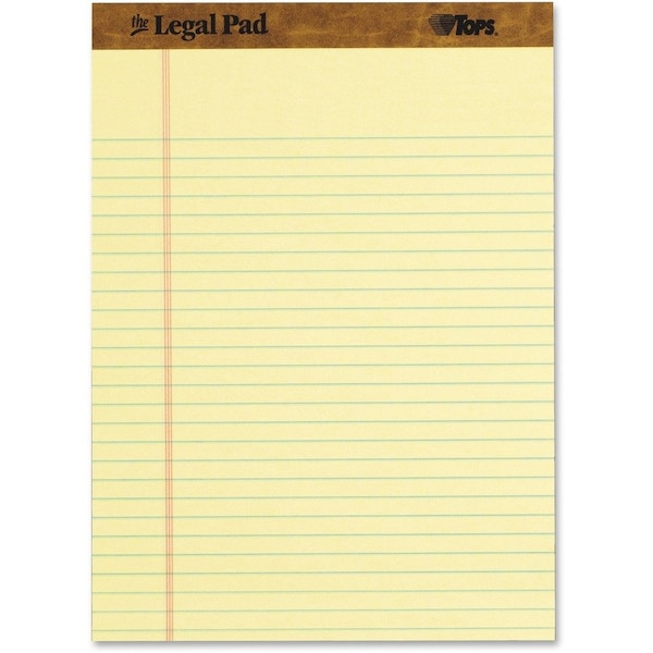 Tops Legal Pad, Legal Rule, Letter Size, 50Shts/PD, 3/PK, Canary 6PK TOP75327 - main